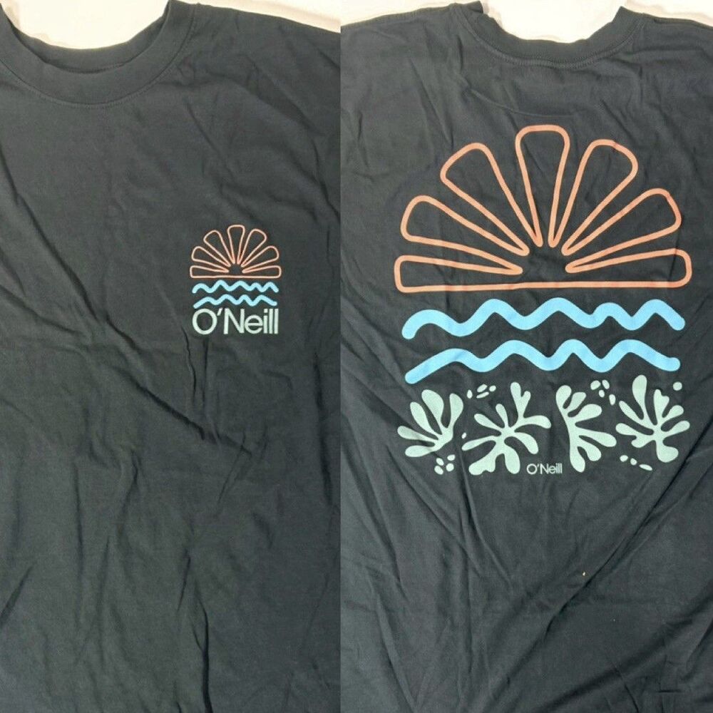 NWT 2XL O'Neill Men's Radiate Black Fishing Beach Surf Minimalist Black T-shirt